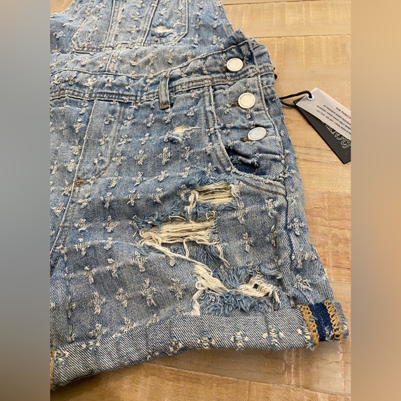 Blank NYC Bloomingdales distress jean shorts overalls short limited - Picture 9 of 16